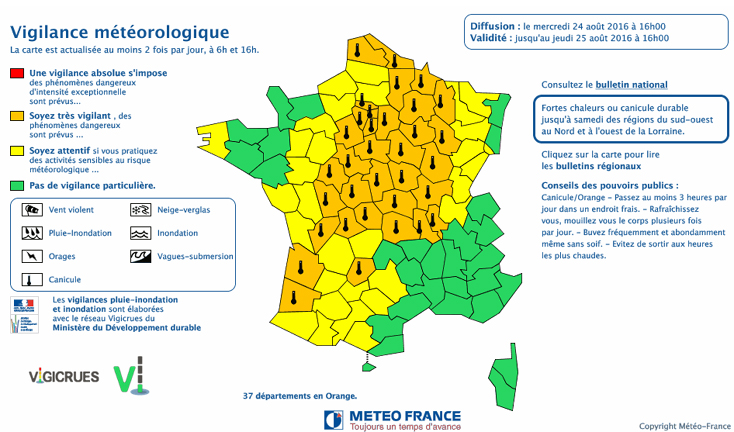 vigilance canicule du 24 août 2016